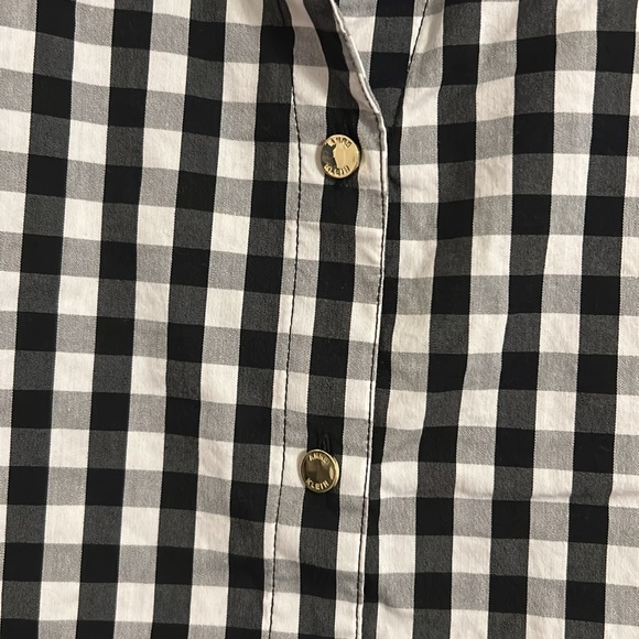 Anne Klein black and white plaid top size XL with 3/4 sleeves and tie bottom - Picture 2 of 5